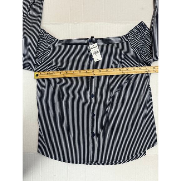 Express Women's Blouse Off Shoulder Button Up Striped Size S - Picture 3 of 7